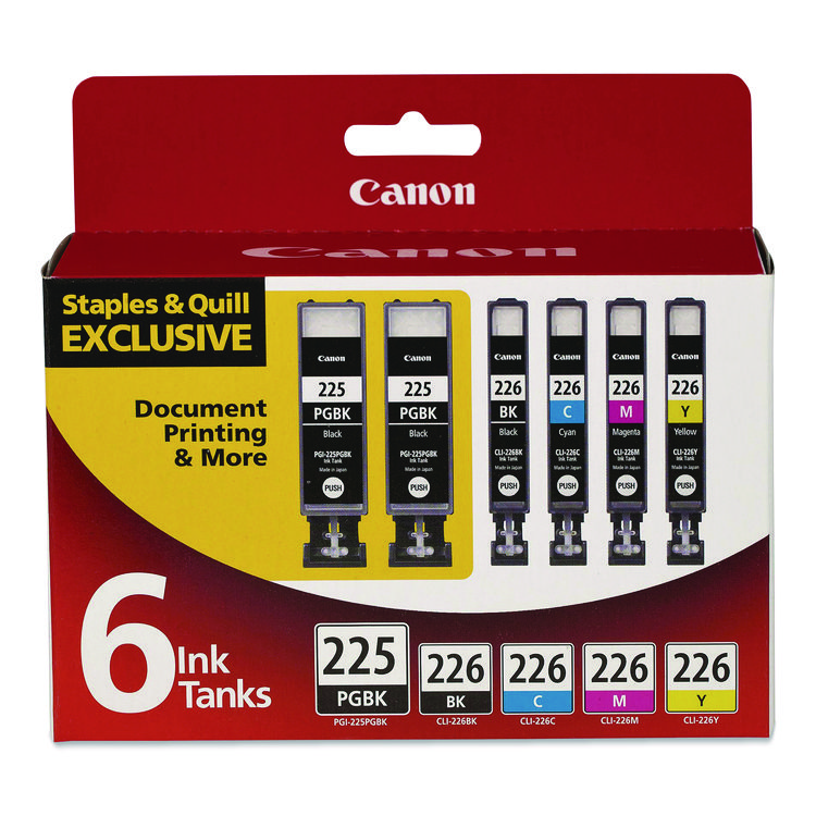Canon 956114 (PGI-225, PGI-226) Ink, Black/Cyan/Magenta/(2) Photo Black/Yellow, 6/Pack (CNM956114)