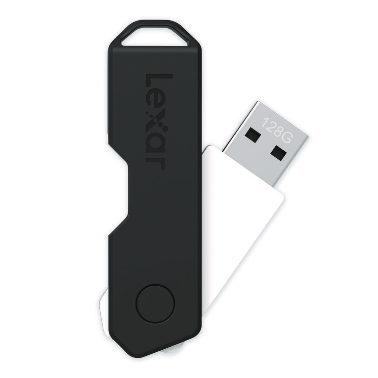 Lexar Twist Turn2 USB 2.0 Flash Drive, 128 GB, Black (LXR24388081)