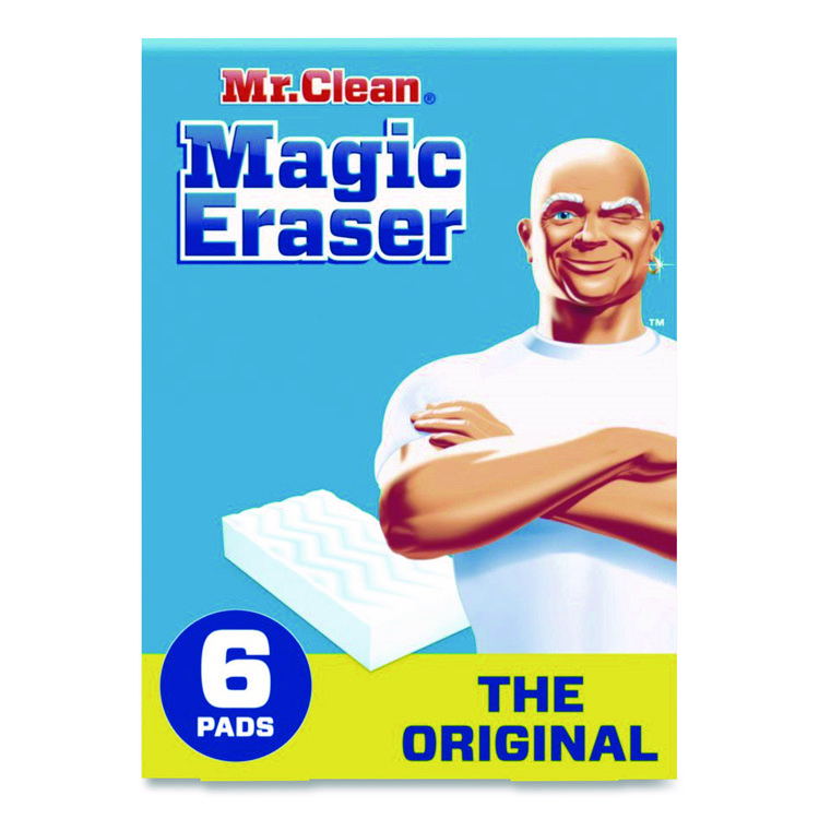 Mr. Clean Magic Eraser, 2.3 x 4.6, 1" Thick, White, 6/Pack, 6 Packs/Carton (PGC79009)