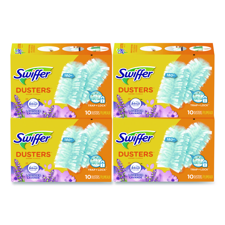 Swiffer Refill Dusters, DustLock Fiber, Light Blue, Lavender Vanilla Scent,10/Box,4 Boxes/Carton (PGC21461CT)