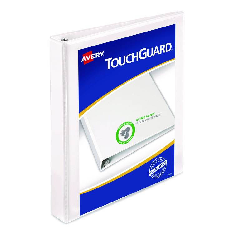 Avery TouchGuard Protection Heavy-Duty View Binders with Slant Rings, 3 Rings, 1" Capacity, 11 x 8.5, White (AVE17141)