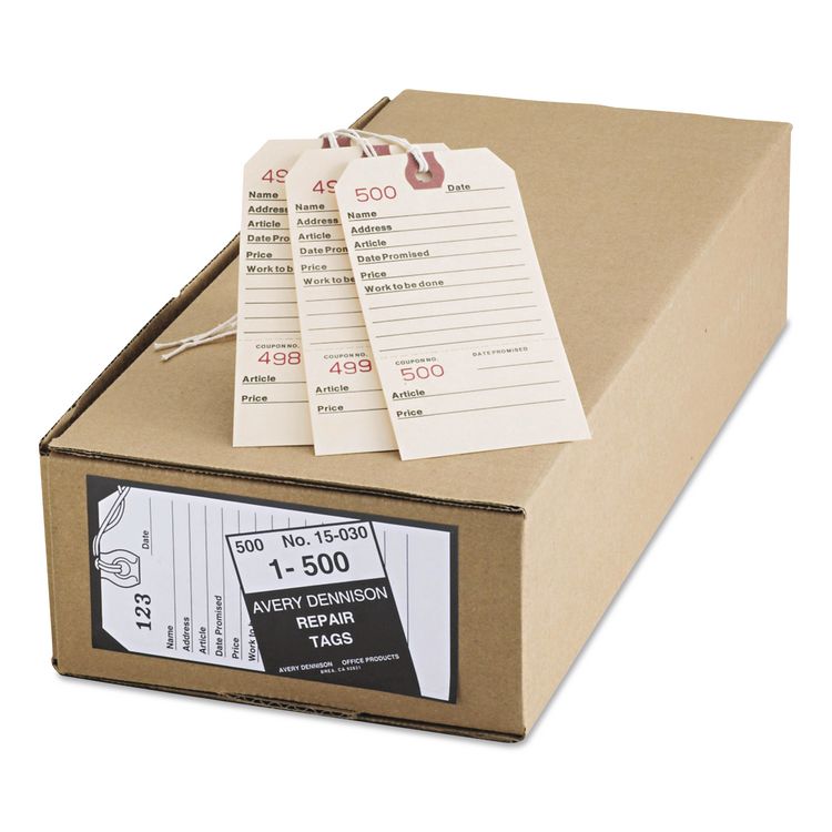 Avery Repair Tags, 5.25 x 2.63, Manila, 500/Box (AVE15030)