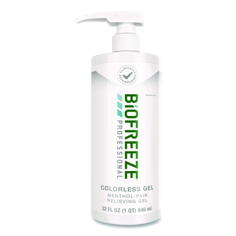 BIOFREEZE Fast Acting Menthol Pain Relief Topical Analgesic, Colorless Gel, 32 oz Pump Bottle (BIF13431)
