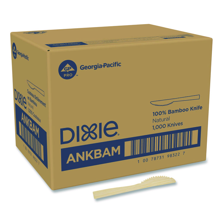 Dixie Bamboo Cutlery, Mediumweight Knife, Paper, Light Golden, 100/Pack, 10 Packs/Carton (DXEANKBAM)