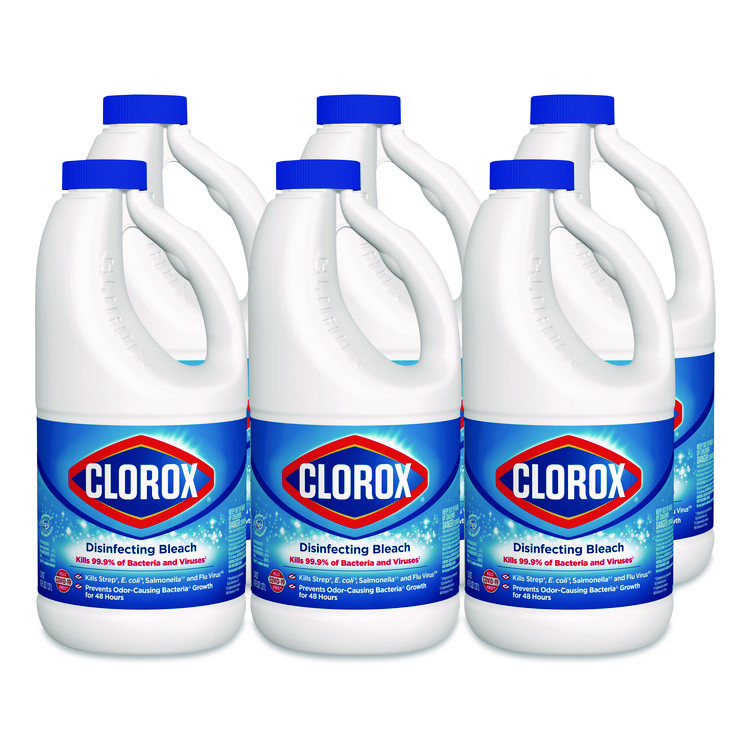 Clorox Concentrated Regular Disinfecting Bleach, 43 oz Bottle, 6/Carton (CLO32260)