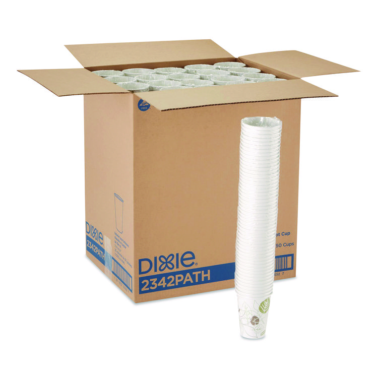 Dixie Pathways Paper Hot Cups, 12 oz, White/Brown, 50/Sleeve, 20 Sleeves/Carton (DXE2342PATH)