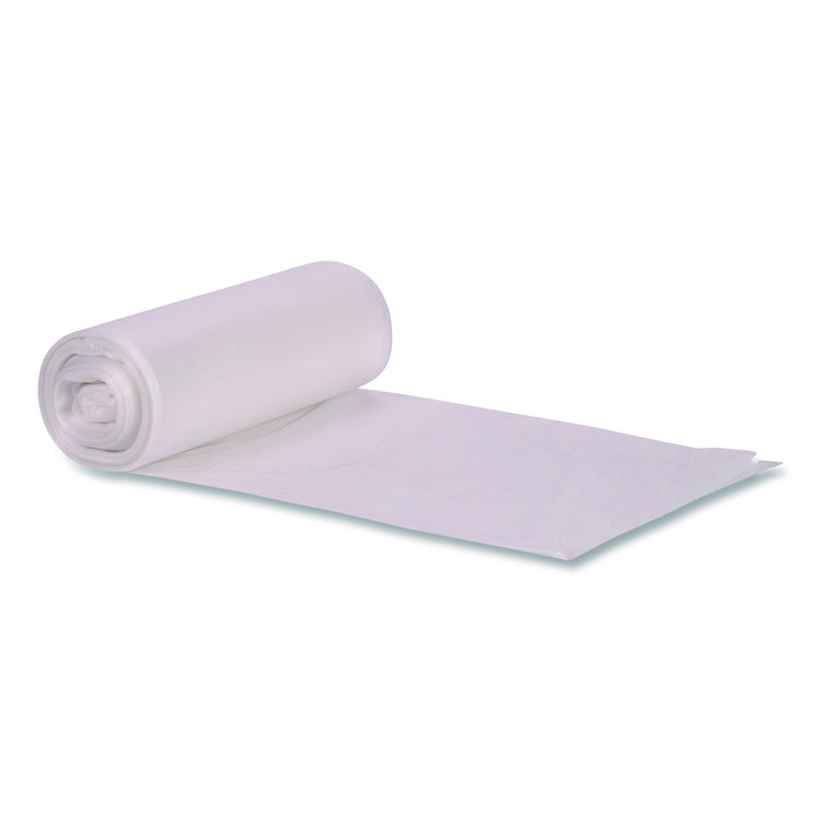 Boardwalk Low-Density Waste Can Liners, 32 gal, 0.9 mil, 33 x 44, Clear, Perforated Roll, 5 Bags/Roll, 20 Rolls/Carton (BWK334409CL)