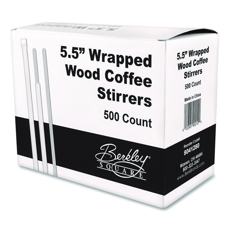 Berkley Square Wrapped Wood Stirrers, 5.5", 500/Box (BEKBEP90211)