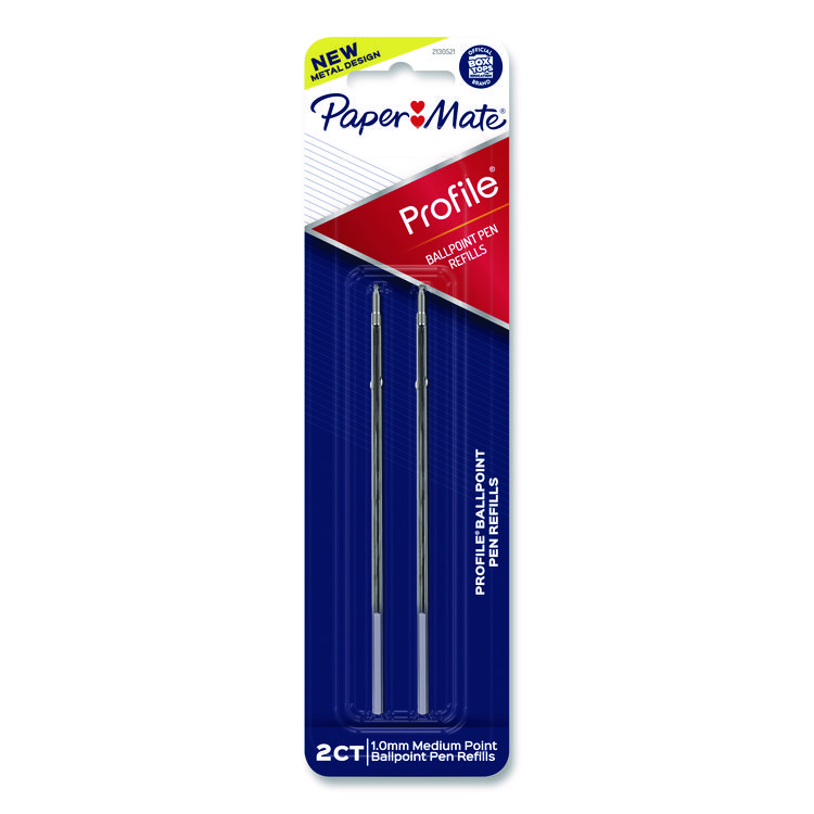 Paper Mate Refill for Paper Mate Profile Ballpoint Pens, Medium 1 mm Conical Tip, Black Ink, 2/Pack (PAP2130521)
