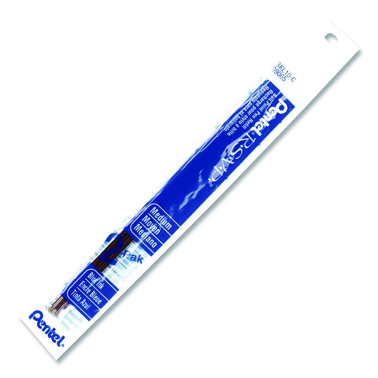 Pentel Refill for Pentel R.S.V.P. Ballpoint Pens, Medium 1 mm Conical Tip, Blue Ink, 2/Pack (PENBKL10C)