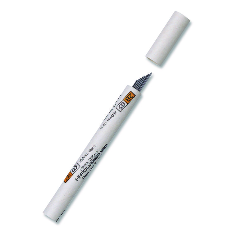 Pentel Premium Hi-Polymer Lead Refill, 0.5 mm, 2B, Black, 12/Pack (PENC5252B)