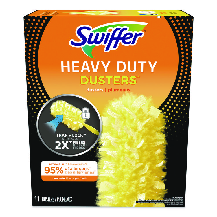 Swiffer Heavy Duty Dusters Refill, Trap + Lock Fiber, Yellow, 11/Box (PGC99035BX)