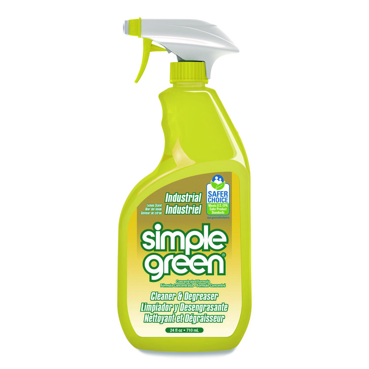 Simple Green Industrial Cleaner and Degreaser, Concentrated, Lemon, 24 oz Spray Bottle, 12/Carton (SMP14002)