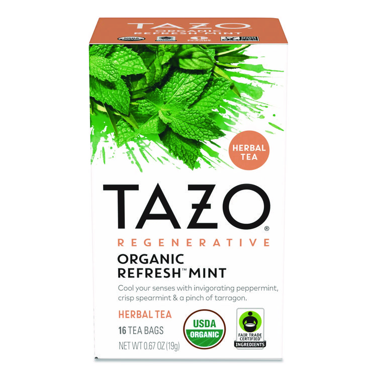 Tazo Tea Bags, Organic Refresh Mint, 16/Box (TZOTAZ00350BX)