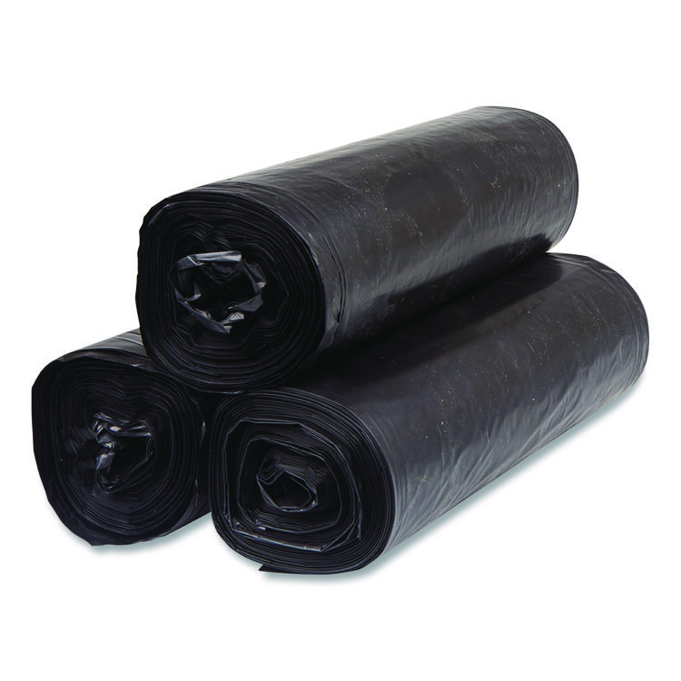 Inteplast Group Low-Density Commercial Can Liners, 60 gal, 1.15 mil, 38 x 58, Black, Interleaved Roll, 25 Bags/Roll, 4 Rolls/Carton (IBSSLW3858SPK)