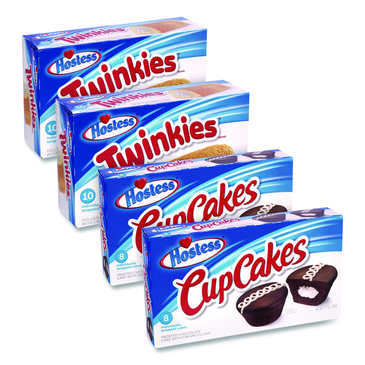 HOSTESS BRANDS Twinkies and Chocolate CupCakes Variety Pack, (2) 13.58 oz 10 Pack Twinkies and (2) 12.7 oz 8 Pack CupCakes/Carton (GRR60004134)