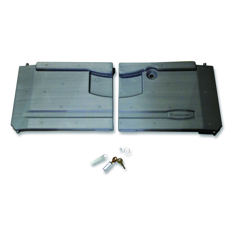 Rubbermaid Commercial Utility Cart Replacement Parts, Door Kit with Lock, For Rubbermaid FG4094, FG4095, FG9T34, FG9T41, Structural Foam, Gray (SGSFG4094L1LGRA)