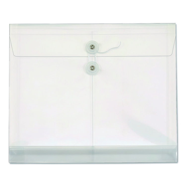 Pendaflex Poly String and Button Envelope, 1.25" Expansion, String/Button Closure, 13" x 10", Clear, 5/Pack (PFX84521GW)