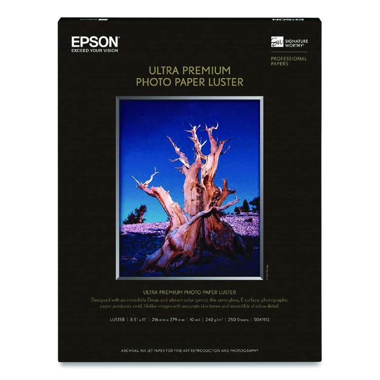 Epson Ultra Premium Photo Paper, 10 mil, 8.5 x 11, Luster White, 50/Pack (EPSS041405)