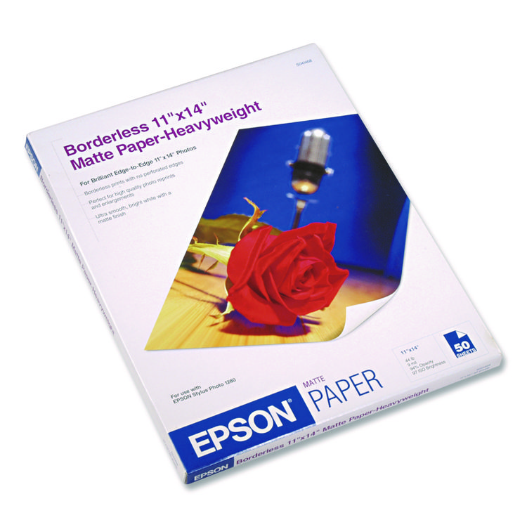 Epson Premium Matte Presentation Paper, 9 mil, 11 x 14, Matte Bright White, 50/Pack (EPSS041468)