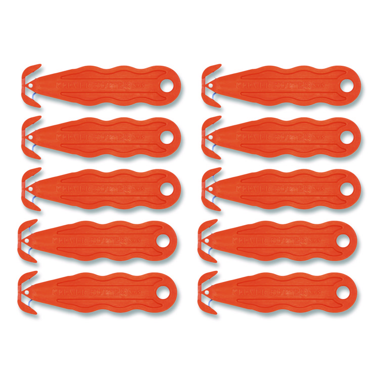 Klever Kutter Kurve Blade Plus Safety Cutter, 5.75" Plastic Handle, Orange, 10/Box (KLVPLS100G)