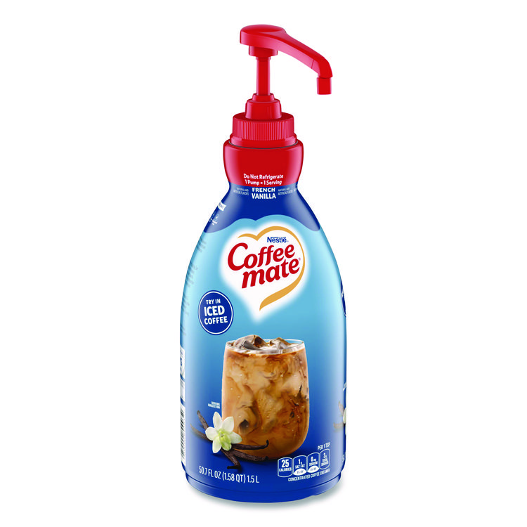 Coffee mate Liquid Coffee Creamer, French Vanilla, 1.5 L Pump Bottle (NES31803)
