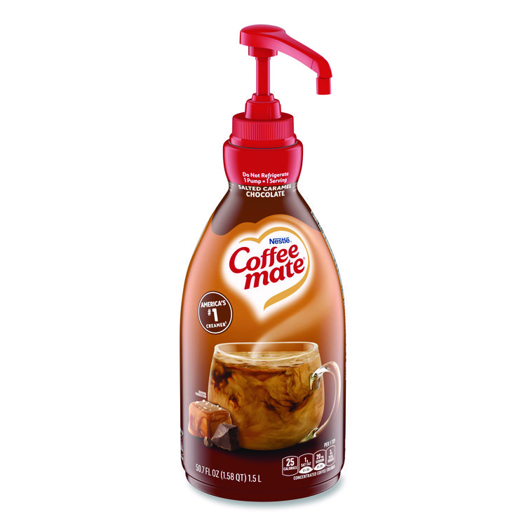 Coffee mate Liquid Creamer Pump Bottle, Salted Caramel Chocolate, 1.5 L Pump Bottle (NES79976)