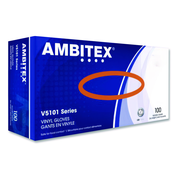 AMBITEX L5101 Series Lightly Powdered Latex Gloves, Large, 4 mil Thick, 9" Long, Cream, 100/Box (TXILLG5101)