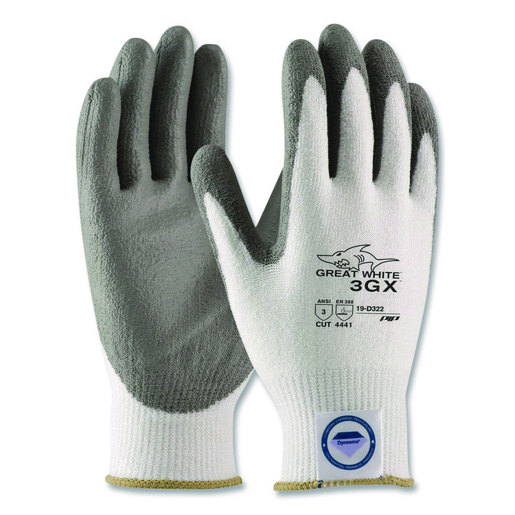 PIP Great White 3GX Seamless Knit Dyneema Diamond Blended Gloves, EN388: 4542, Large, White/Gray, Pair (PID19D322L)