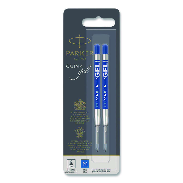Parker Refill for Parker Retractable Gel Ink Roller Ball Pens, Medium Conical Tip, Blue Ink, 2/Pack (PAR1950364)