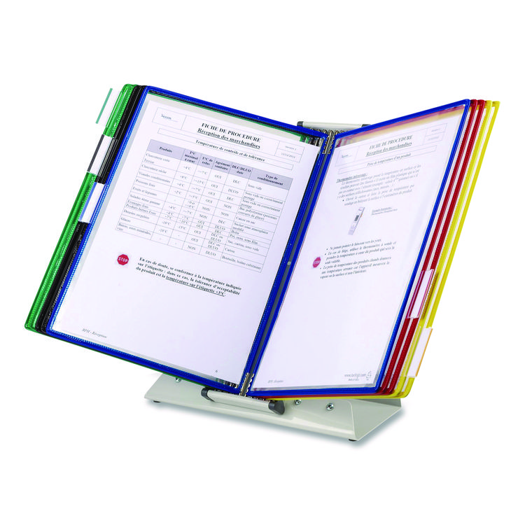 djois by Tarifold Antimicrobial Desktop Reference and Display System, 10 Panels with Assorted Borders, White Base (TFIDA291)