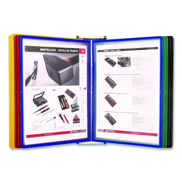 djois by Tarifold Easy-Load Wall Display Unit, 10 Panels with Assorted Borders, White Base (TFIEZW791)