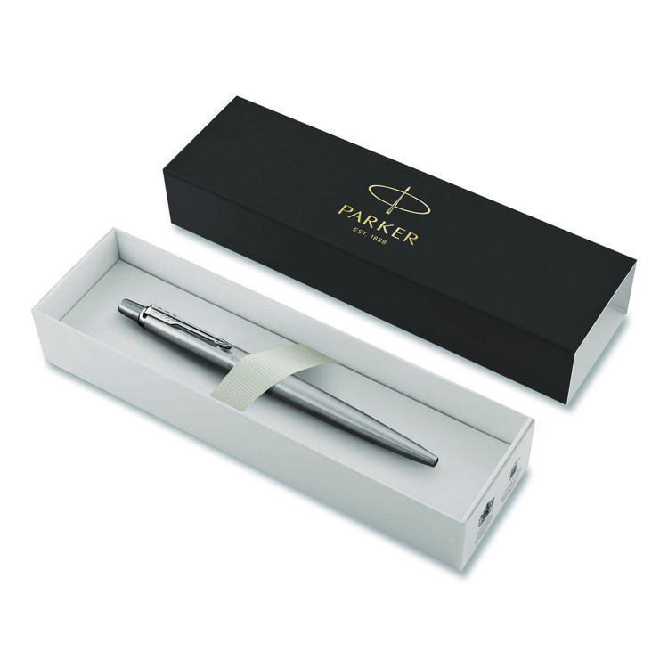 Parker Jotter Ballpoint Pen, Retractable, Fine 0.5 mm, Blue Ink, Stainless Steel Barrel (PAR1953170)