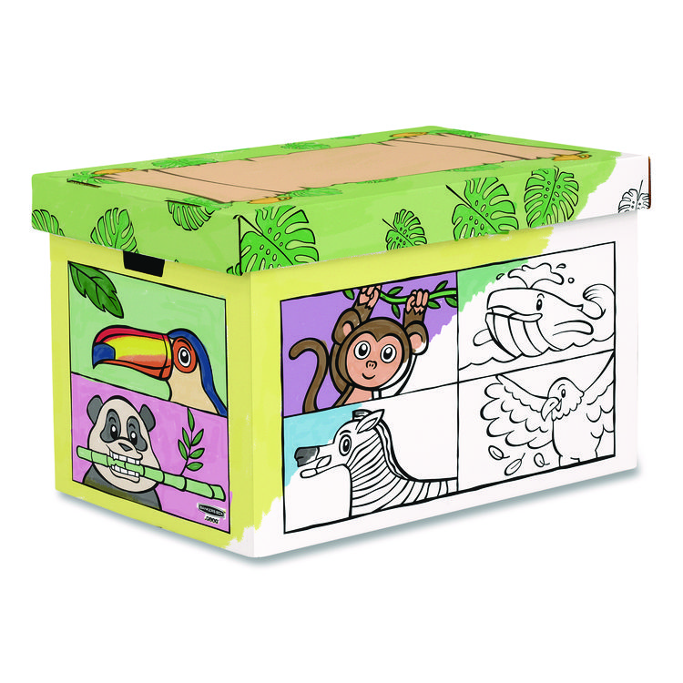 Bankers Box At Play Color in Toy Box, Animal Design, 1 Section, 39.27 gal, 5.25 Cu Ft, 28" x 18" x 18", White/Black (FEL1231701)