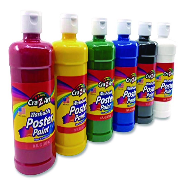 Cra-Z-Art Washable Kids Paint, Assorted Colors, 16 oz Bottle, 6/Pack (CZA01611)
