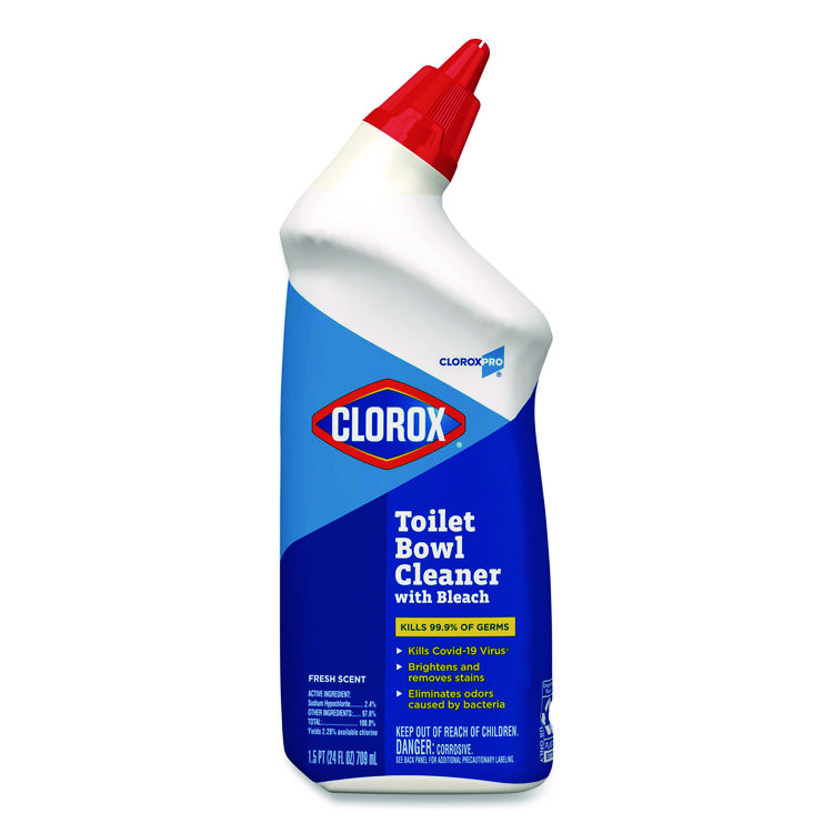 Clorox Toilet Bowl Cleaner with Bleach, Fresh Scent, 24 oz Bottle (CLO00031EA)