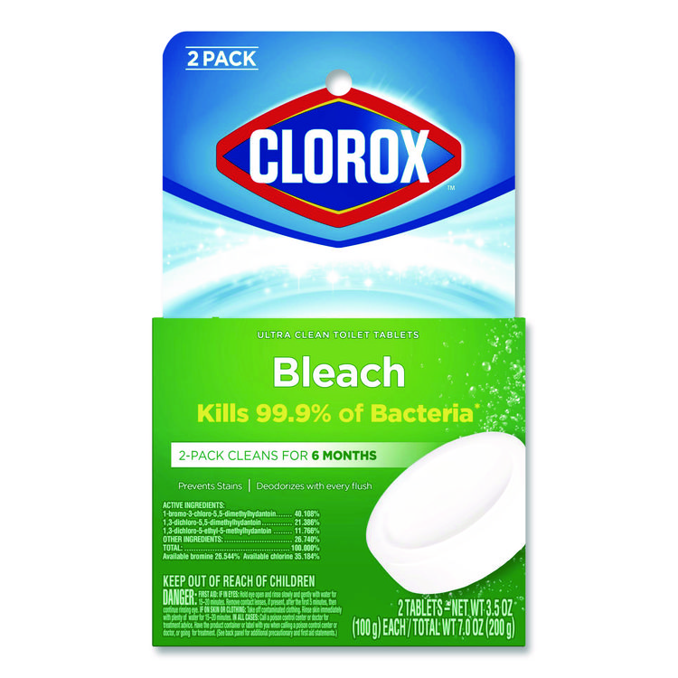 Clorox Ultra Clean Toilet Tablets Bleach, 3.5 oz Tablet, 2/Pack (CLO30024PK)