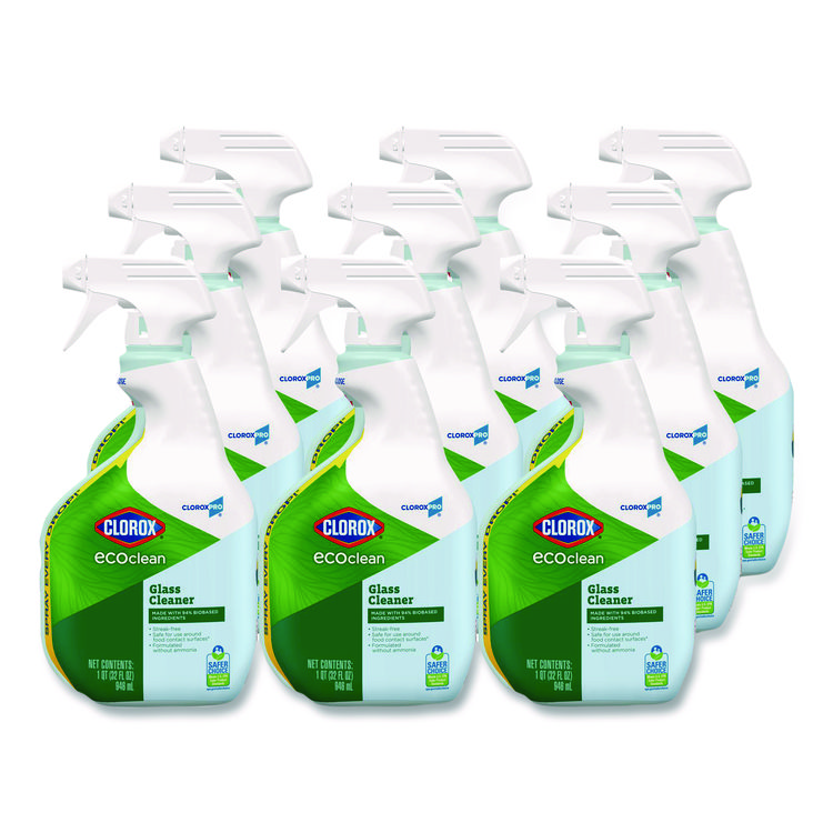 Clorox Clorox Pro EcoClean Glass Cleaner, Unscented, 32 oz Spray Bottle, 9/Carton (CLO60277CT)