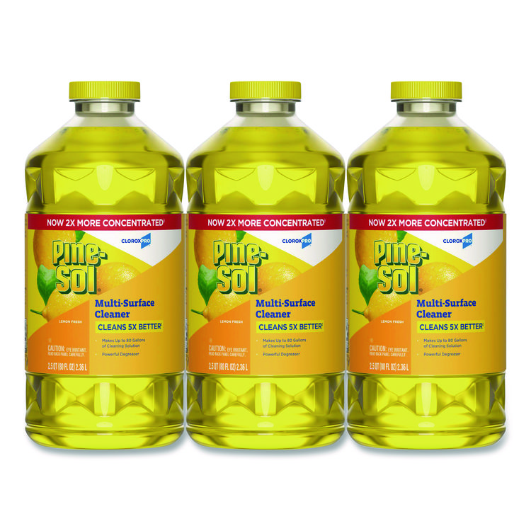 Pine-Sol CloroxPro Multi-Surface Cleaner Concentrated, Lemon Fresh Scent, 80 oz Bottle, 3/Carton (CLO60607CT)