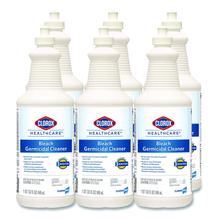Clorox Healthcare Bleach Germicidal Cleaner, 32 oz Pull-Top Bottle, 6/Carton (CLO68832)