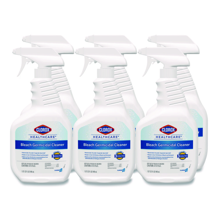 Clorox Healthcare Bleach Germicidal Cleaner, 32 oz Spray Bottle, 6/Carton (CLO68970)