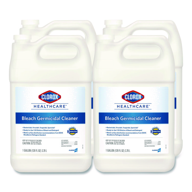 Clorox Healthcare Bleach Germicidal Cleaner, 128 oz Refill Bottle, 4/Carton (CLO68978)