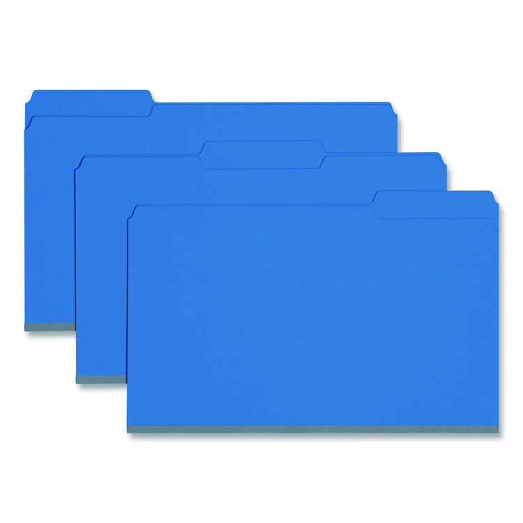 Smead Expanding Recycled Heavy Pressboard Folders, 1/3-Cut Tabs: Assorted, Legal Size, 1" Expansion, Dark Blue, 25/Box (SMD22541)