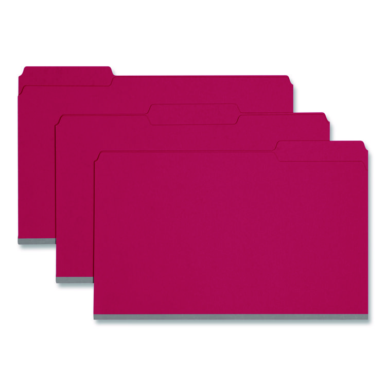 Smead Expanding Recycled Heavy Pressboard Folders, 1/3-Cut Tabs: Assorted, Legal Size, 1" Expansion, Bright Red, 25/Box (SMD22538)