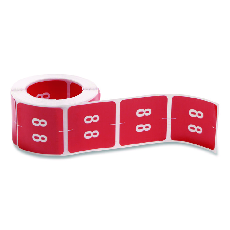 Smead Numerical End Tab File Folder Labels, 8, 1.5 x 1.5, Red, 250/Roll (SMD67428)