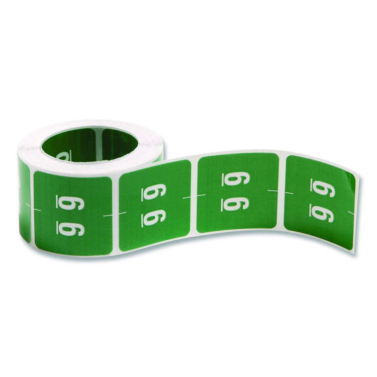 Smead Numerical End Tab File Folder Labels, 6, 1.5 x 1.5, Green, 250/Roll (SMD67426)
