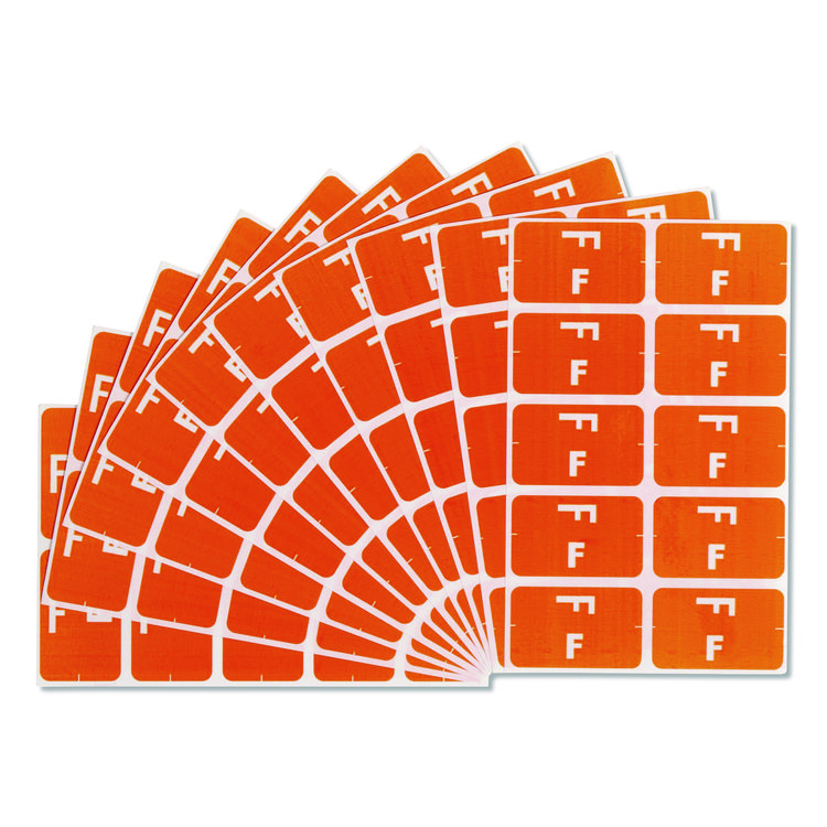 Smead AlphaZ Color-Coded Second Letter Alphabetical Labels, F, 1 x 1.63, Orange, 10/Sheet, 10 Sheets/Pack (SMD67176)