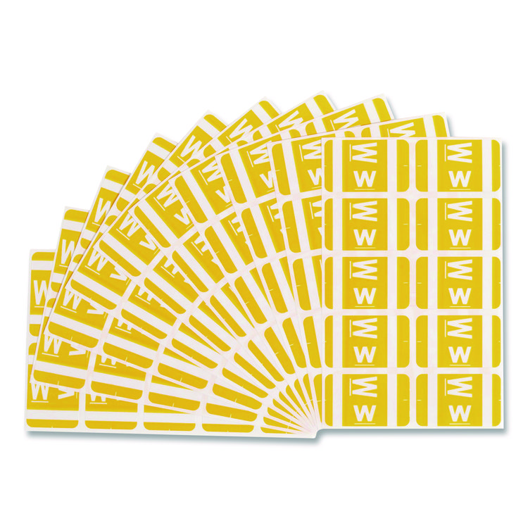 Smead AlphaZ Color-Coded Second Letter Alphabetical Labels, W, 1 x 1.63, Yellow, 10/Sheet, 10 Sheets/Pack (SMD67193)