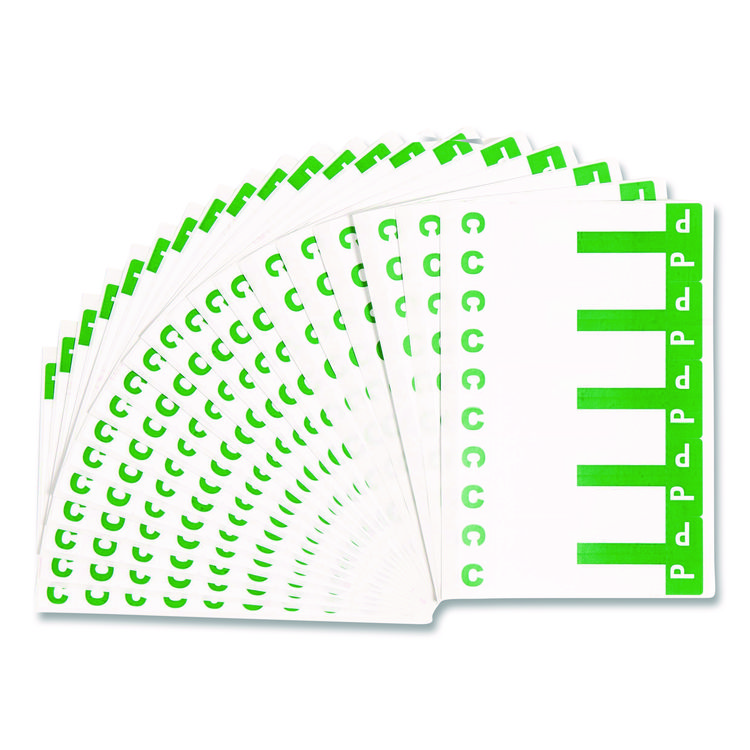 Smead AlphaZ Color-Coded First Letter Combo Alpha Labels, C/P, 1.16 x 3.63, Dark Green/White, 5/Sheet, 20 Sheets/Pack (SMD67154)