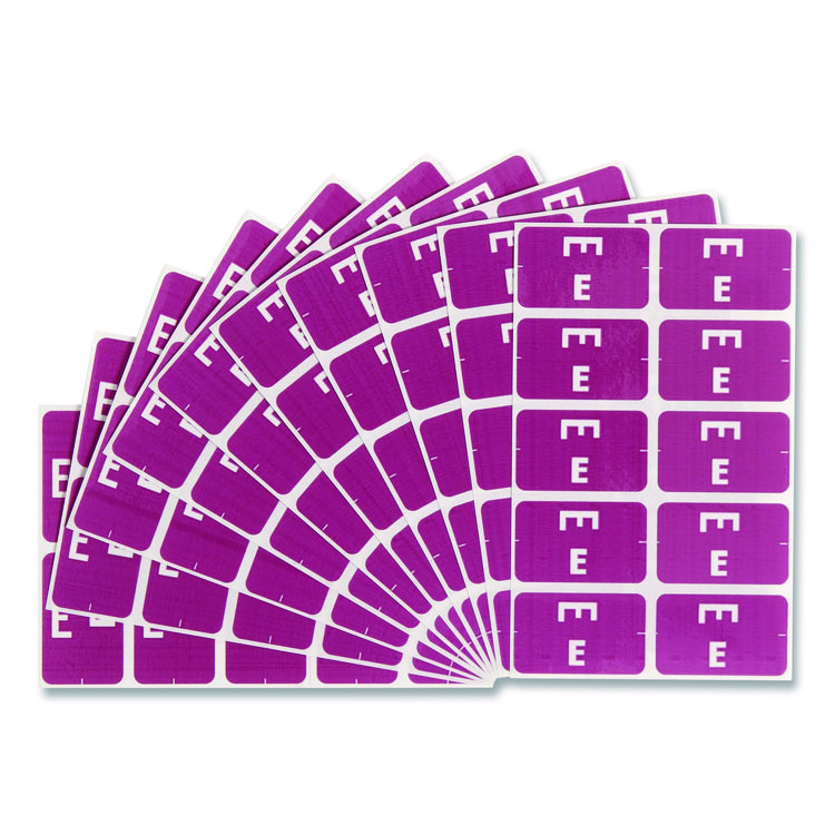 Smead AlphaZ Color-Coded Second Letter Alphabetical Labels, E, 1 x 1.63, Purple, 10/Sheet, 10 Sheets/Pack (SMD67175)